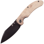 KANSEPT Nesstreet Black Stonewashed CPM-S35VN, Brown Canvas Micarta K1039A4  - KNIFESTOCK