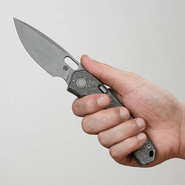 Vosteed Psyop Elmax Acid Etched &amp; Stonewashed,Dim Gray Titanium - KNIFESTOCK