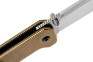 QSP Knife Penguin, Satin D2 Blade, Stonewash Brass Handle QS130-F - KNIFESTOCK