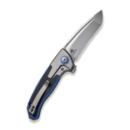 We Knife Press Check Gray Titanium Handle With Black/Blue G10 Inlay WE20078A-2 - KNIFESTOCK