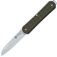 Fox VULPIS: folding multi-purpose, stainless steel N690Co polished blade, military green anodized al - KNIFESTOCK