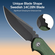 Civivi Bluetick Green Canvas Micarta HandleBlack Stonewashed 14C28N BladeNested Liner Lock C23050- - KNIFESTOCK