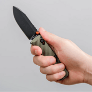 Vosteed Vombat M390 Black Stonewash Aluminum Olive Green A4105 - KNIFESTOCK