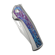 WE Polished Bead Blasted Titanium Handle With Flamed Titanium InlayHand Rubbed - KNIFESTOCK