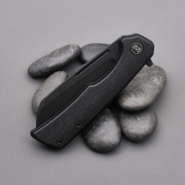 Miguron Malory Flipper Folding Knife 3.5&quot; Black PVD 14C28N Blade Black Micarta Handle - KNIFESTOCK