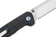 QPS Penguin V2 D2, 2-Ton-Finish Stonewash - Satin, Griff: Blau zerkleinertes CF ove - KNIFESTOCK