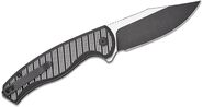 CIVIVI Milled Black Aluminum Handle, Satin Flat Black Stonewashed Nitro-V Blade, Satin Flat Button L - KNIFESTOCK