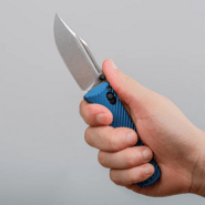 Vosteed Vombat M390 Stonewash Aluminum Steel Blue A4108 - KNIFESTOCK