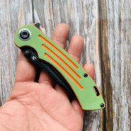 Kansept Pretatout Black Stonewashed 154CM Green and Orange G10 T1032T2 - KNIFESTOCK