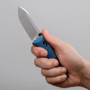 Vosteed Vombat M390 Stonewash Aluminum Steel Blue A4103 - KNIFESTOCK