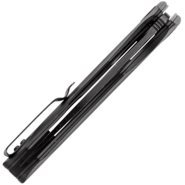 Petrified Fish PF838 Pub Black Stonewashed D2 Carbon Fiber With Black G10 PF838CDW - KNIFESTOCK