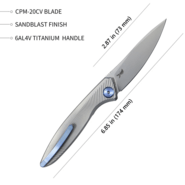 Kubey Pike Liner Lock Folding Knife Gray CPM-20CV Titanium Handle KB2103A - KNIFESTOCK