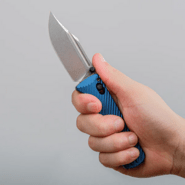 Vosteed Vombat M390 Stonewash Aluminum Steel Blue A4108 - KNIFESTOCK