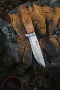 Helle GT Curly birch &amp; aluminum, H3LS blade, brown sheath HE-200036 - KNIFESTOCK