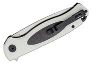 Petrified Fish PFB03 Stamp Satin D2 Carbon Fiber With White G10 PFB03WS - KNIFESTOCK