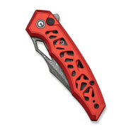 Civivi Anaaki Skeletonized Red Aluminum HandleDamascus BladeButton Lock - KNIFESTOCK