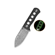 QSP Knife Canary Neck Knife  Laminated Damascus,  Green  shredded CF QS141-M - KNIFESTOCK