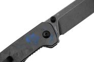 QPS Penguin V2 D2, schwarzer Stonewash, Griff: Blaues zerkleinertes CF-Overlay G10 QS130V2 - KNIFESTOCK