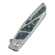 KANSEPT Cru Damascus 0.118&quot; / 3.0mm Plain Titanium &amp; Artic Storm Fatcarbon K1092A3 - KNIFESTOCK