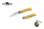 OLD BEAR® S - SATIN STAINLESS STEEL, YELLOW LAMINATED HANDLE, ROUNDED TIP 9357/17_MGK - KNIFESTOCK