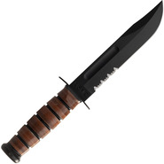KA-BAR USMC Fixed Blade Knife Leather Sheath, serrated edge 1218 - KNIFESTOCK