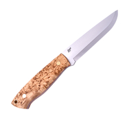 Brisa Trapper 115-curly birch Elmax Scandi Sheath Trapper 115 with firesteel BRS-073-2037-1580-2 - KNIFESTOCK