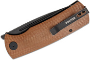 Petrified Fish PFP01 Beluga Black Stonewash K110 Brown Micarta PFP01KMW - KNIFESTOCK