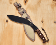 ESEE Knives Expat Jaraca Kukri, 1075 Black Powder Coated Blade, Walnut Handles, - KNIFESTOCK