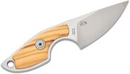 MKM MIKRO 1 – M390 SATIN DROP POINT Fixed bld, OLIVE WOOD hdl, +POCKET LEATHER SHEATH MK MR01-O - KNIFESTOCK