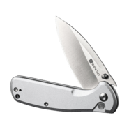 SENCUT Silver Aluminum Handle Satin Finished 9Cr18MoV Blade Button Lock S22043B-2 - KNIFESTOCK