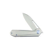 Kubey Royal Frame Lock EDC Pocket Knife Front Flipper Gray 6AL4V Titanium Handle KB321I - KNIFESTOCK