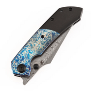 Kansept Fenrir Damascus Blackwash Titanium, Lightning Strike Finish Titanium K1034D2 - KNIFESTOCK