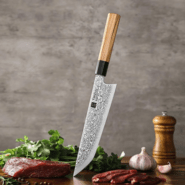 XINZUO PM8O 8.5&quot;Sakimaru Knife Olive Wood+Black Buffalo Horn 67 Layers Damascus - KNIFESTOCK