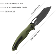 KUBEY Drake Lliner Lock Folding Knife Green G10 Handle KB239B - KNIFESTOCK