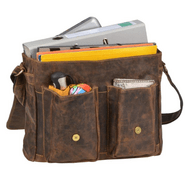 GreenBurry Vintage Leather Shoulder Bag with Laptot compartment Antique brown 35x32cm - KNIFESTOCK