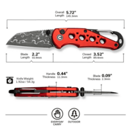 CIVIVI Red Aluminum HandleWith S/S Carabiner And Bottle OpenerDamascus BladeB - KNIFESTOCK