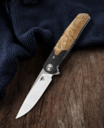 Bestech ASCOT 14C28N, Satin, Interlayer avec Carbon Fiber et G10+ bois lightburl BG19D - KNIFESTOCK