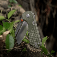 Vosteed Hedgehog S35VN Satin &amp; Brushed,Olive Green Micarta - KNIFESTOCK