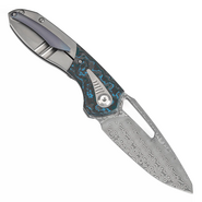 KANSEPT Thoth Damascus 0.137&#039;&#039;/3.5mm Bead Blasted Titanium + Arctic Storm Fatcarbon K1075A2 - KNIFESTOCK