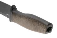 Lion Steel Feststehendes Messer M390 SCHWARZE Klinge, GRÜNES Burlap, Ti-Parierstange, Lederscheide - KNIFESTOCK