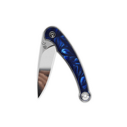 QPS Dolphin 14C28N, spegelpolerad, Handtag: Blått harts QS161-E - KNIFESTOCK
