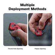 Civivi Anaaki Skeletonized Red Aluminum HandleDamascus BladeButton Lock - KNIFESTOCK