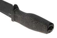 Lion Steel Feststehendes Messer M390 SCHWARZE Klinge, SCHWARZES Burlap, Ti-Parierstange, Lederscheid - KNIFESTOCK