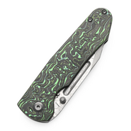 KANSEPT Superhawk Damascus 0.157&quot; / 4.0mm Blackwash Titanium &amp; Green Carbon Fiber K1084B3 - KNIFESTOCK