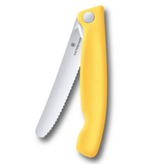 Victorinox Swiss Classic Skladací, ovocie/zelenina, 11cm, zubkovaný, žltý - KNIFESTOCK
