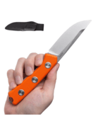 ANV Knives ANVP200-011 P200 SLEIPNER stonewash Plain Edgfe Orange Grip Leather Sheath - KNIFESTOCK