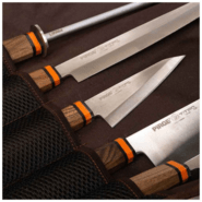 Dellinger Set of 4 japan knives and sharpening steel in rolling bag Pirge TITAN® - KNIFESTOCK
