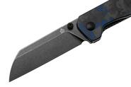 QPS Penguin V2 D2, schwarzer Stonewash, Griff: Blaues zerkleinertes CF-Overlay G10 QS130V2 - KNIFESTOCK