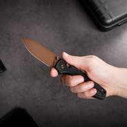 Vosteed Raccoon(Crossbar Lock) 14C28N Copper Dune Black Micarta A0539 - KNIFESTOCK