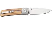 LionSteel NINI Folding knife M390 satin blade, Ti BOLSTER, OLIVE wood handle NN2 UL - KNIFESTOCK